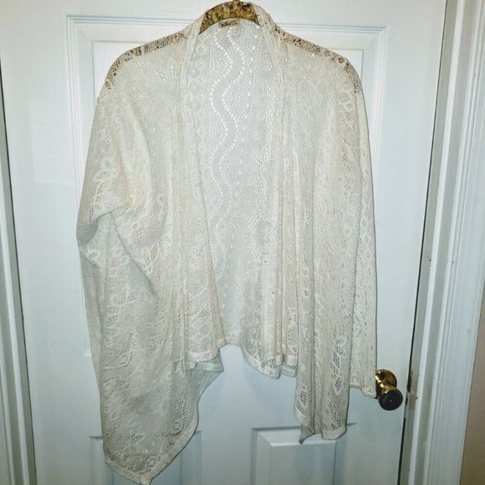 Hollister Creamy white Sz M Open Sweater Cardigan EUC